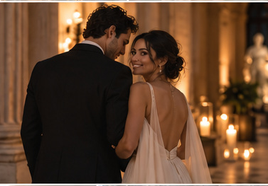 Elena y Adrián durante la recepción nocturna